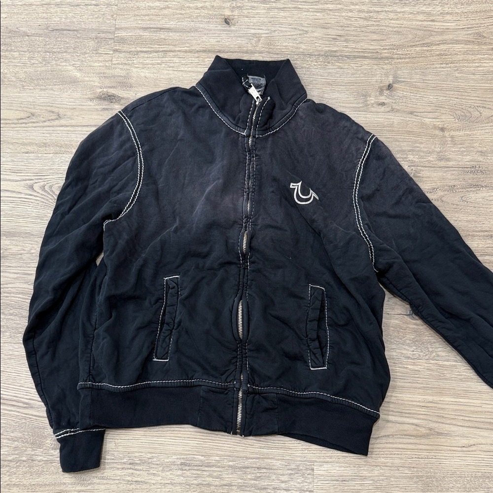True Religion Black Bomber Jacket with Logo
